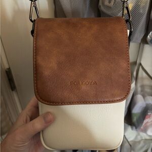 Pougoya Brown and Cream Crossbody Bag